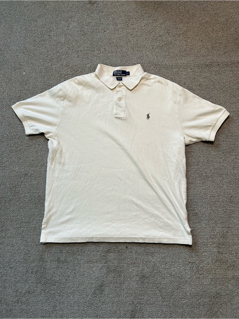 Polo Ralph Lauren Men's Large Ivory Cream Lauren short-sleeved polo shirt Golf